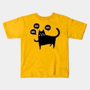 Funny Black cat says no Kids T-Shirt